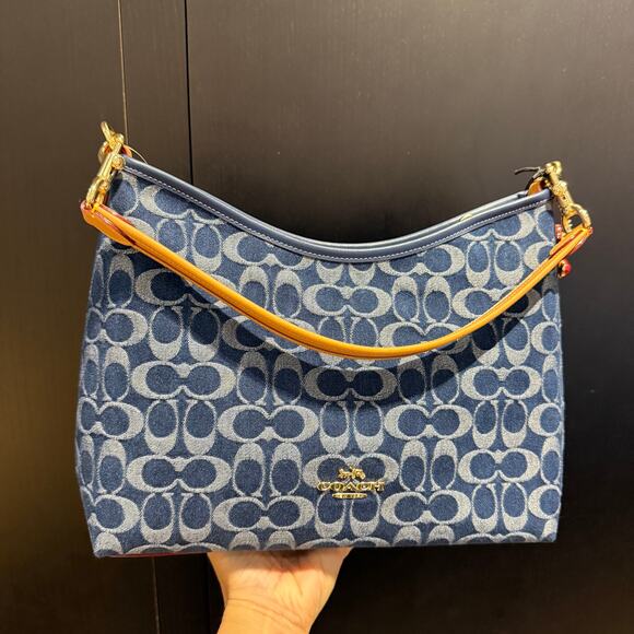 Coach Laurel Shoulder Bag In Signature Denim CY702 & gift receipt - Picture 9 of 16